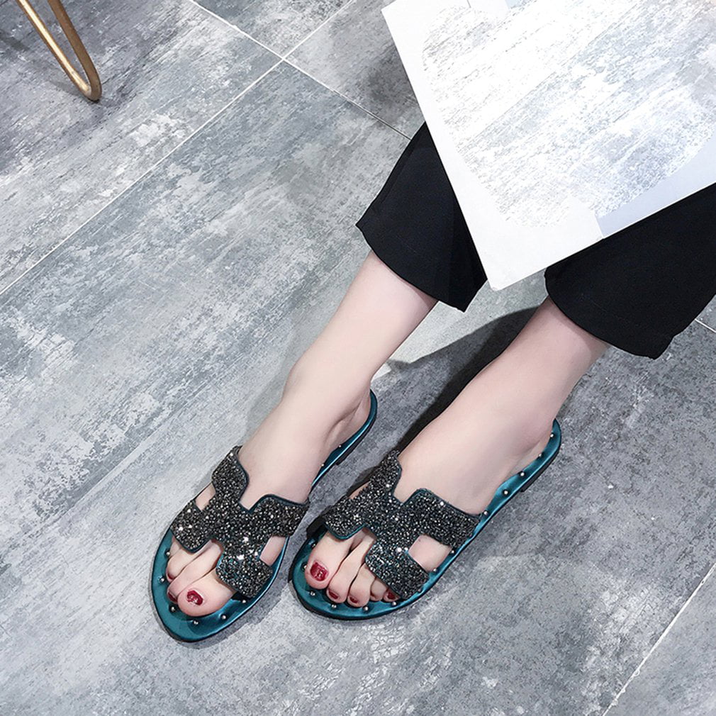Summer Sequin Design Women Casual Summer Flat Slipper Flip Flaks Outsight Shoes 
